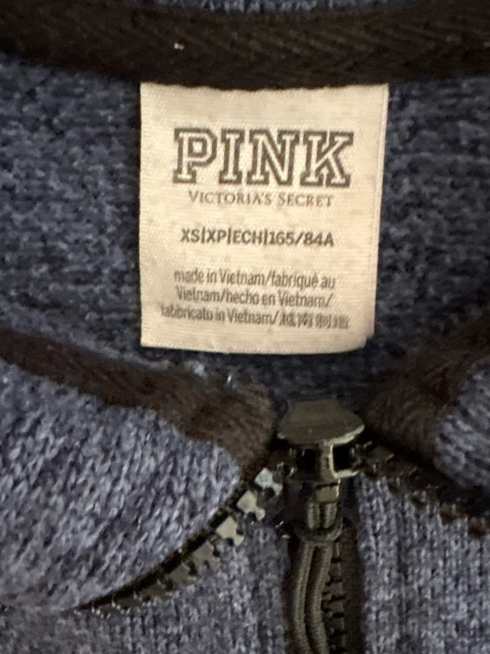 Victoria's Secret PINK Navy Half-Zip Pullover - Picture 3 of 4